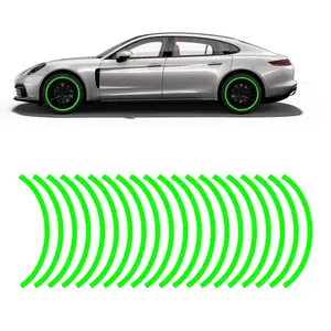 Reflective Car Wheel Decorative Stripe Stickers, Car Wheel Decals, Night Safety Warning Car Stickers, Anti-Scratch Reflective Rim Stickers Universal for Cars Motorcycles