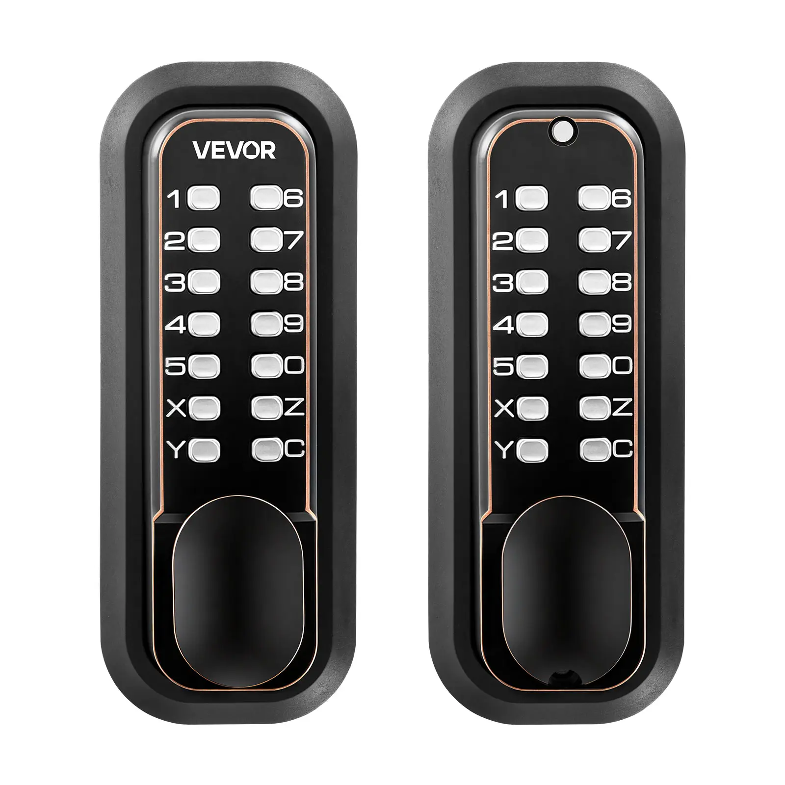 VEVOR Mechanical Keyless Entry Door Lock, 2.0 Code Upgrade, 4-7 Digits Code, Double-Sided Push Button Combination Mechanical Keypad Door Knob, Auto Locking, for Indoor or Outdoor, Oil-Rubbed Bronze