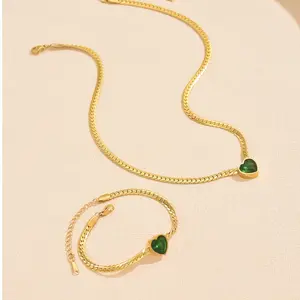 18K Gold Plated Heart Cuban sets