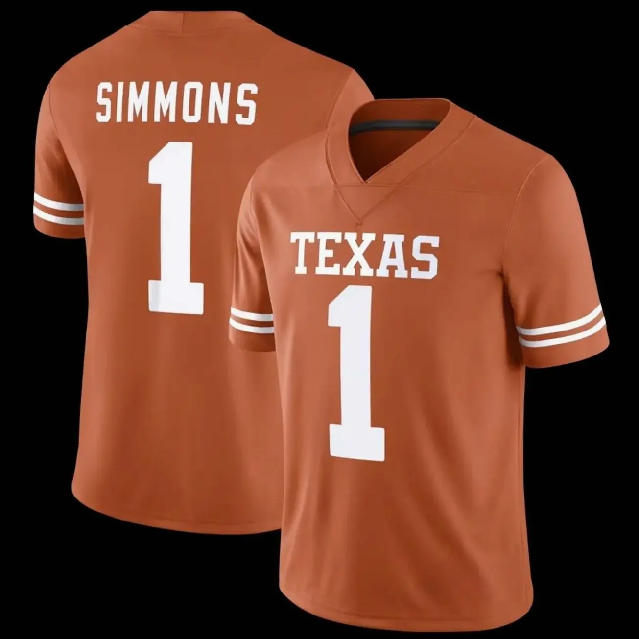 Fashion Jersey 1 Simmons Texas Game Football Jersey - Texas Orange