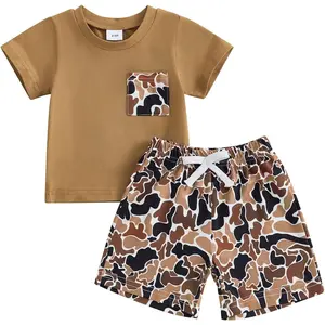 Toddler Baby Boy Summer Clothes Retro Camo Hunting Shirts T-Shirt Camouflage Shorts Set 6 12 18 24 Months 2T 3T 4T