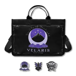 A Court of Thorns and Roses Night Court Tote Bag & Enamel Pins Bundle