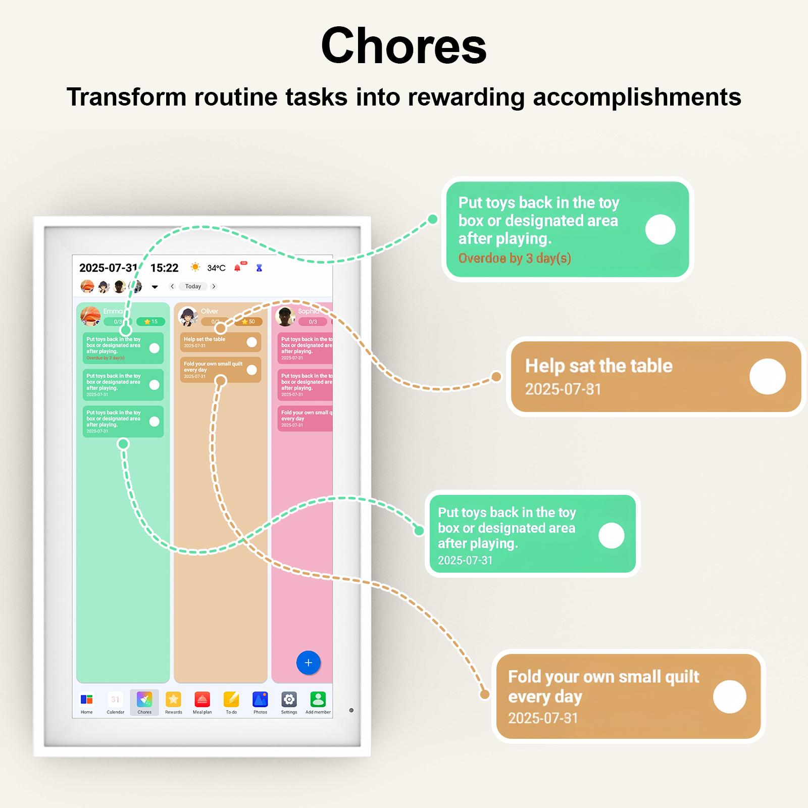 2026 Smart Family Calendar Touchscreen, 15.6 Inch HD Display, WiFi Sync, 64GB Storage, Family Schedule & Chore Manager, Smart Reminders, AiMOR App Sync, Ideal Gift for Parents & Busy Families