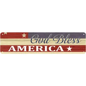 God Bless America Sign Vintage Metal Tin Signs Man Cave Decor God Bless Sign Americana Outdoor Decor Gifts For Men God Bless Usa Signs American Flag Patriotic Wall Decor  4x16 Inch