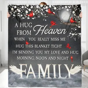 Personalized Memorial Blanket Gift, Sending Hugs from Heaven, Blanket Memorial Gift for Family Members, Grandparents, Mom, Dad, Brothers,60"X50")