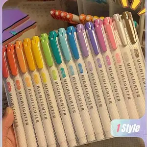 15pcs Double Ended Highlighters 17*14cm Dual Tip Mild Color Highlighter Fluorescent Marker Pen For Coloring Underlining Highlighting Broad And Fine Tips Back To School Double Tipped Dual Tip Markers Dual Tip Pens