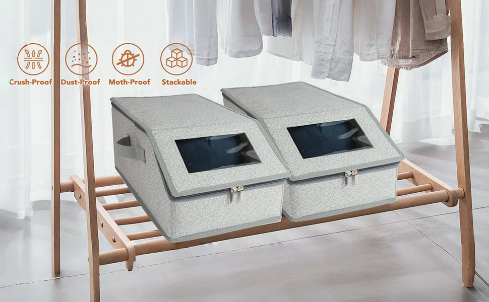 Stackable Hat Storage Box for Baseball Caps, Holds Upto 12 Caps, Durable Cardboard Box for Men, Classic Style, Wardrobe Organizer(Grey)