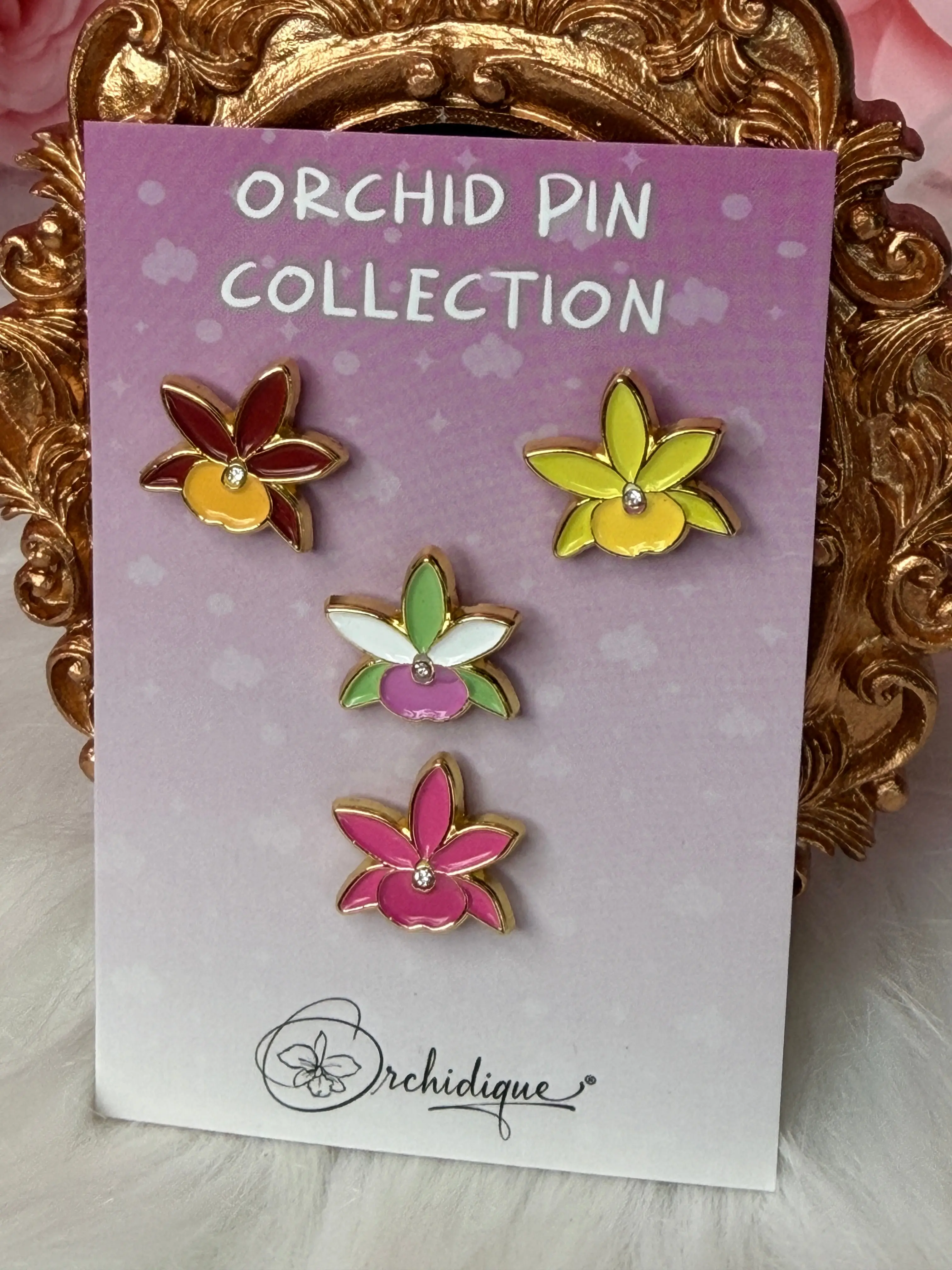 Mini Broughtonia Orchid Enamel Pin Collection