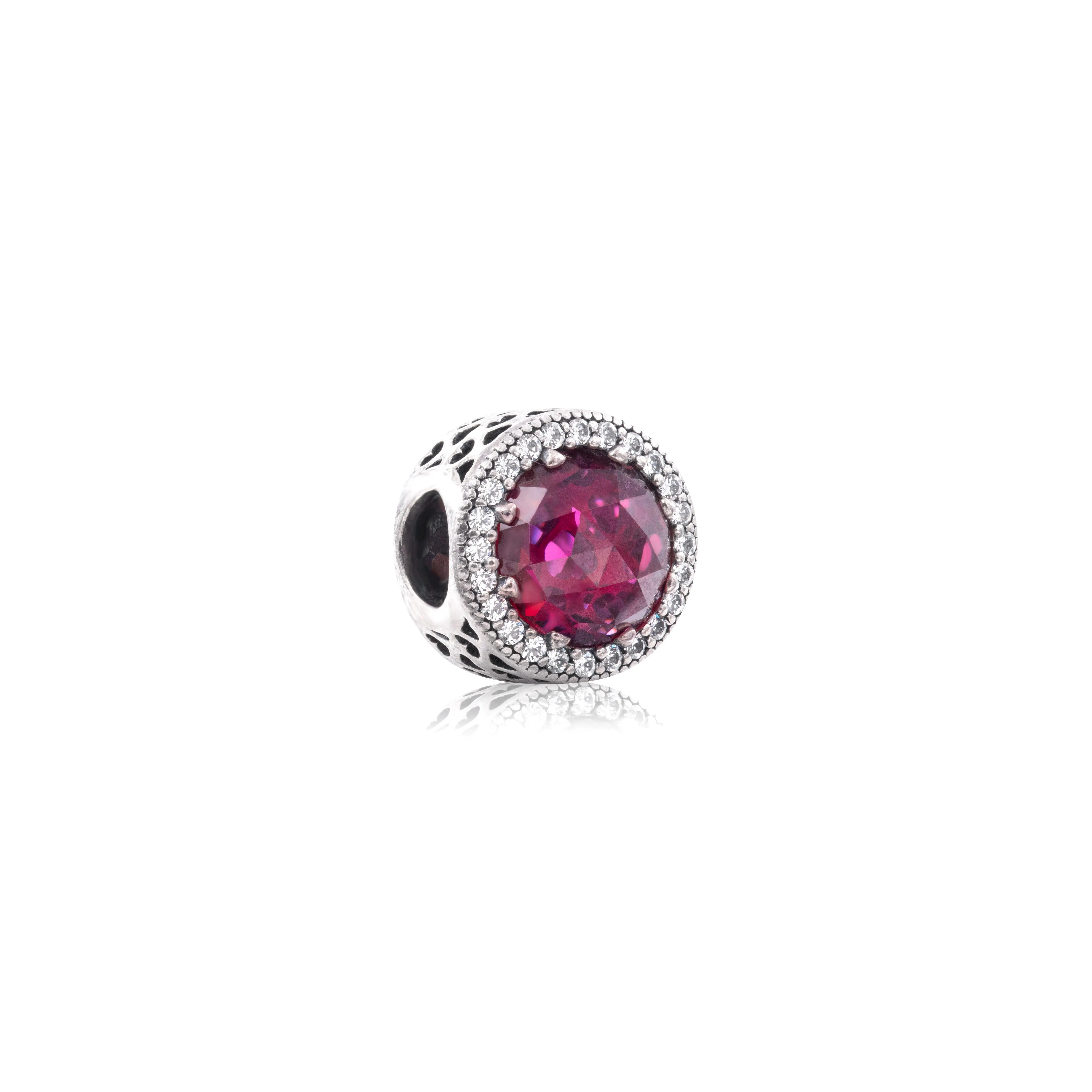 Pandora Cerise Radiant Hearts Charm - 791725NCC, Romantic Accessories, Anniversary Gift, Single Charm, Cerise-Pink Crystal, Cubic Zirconia, Adults, Finely Crafted