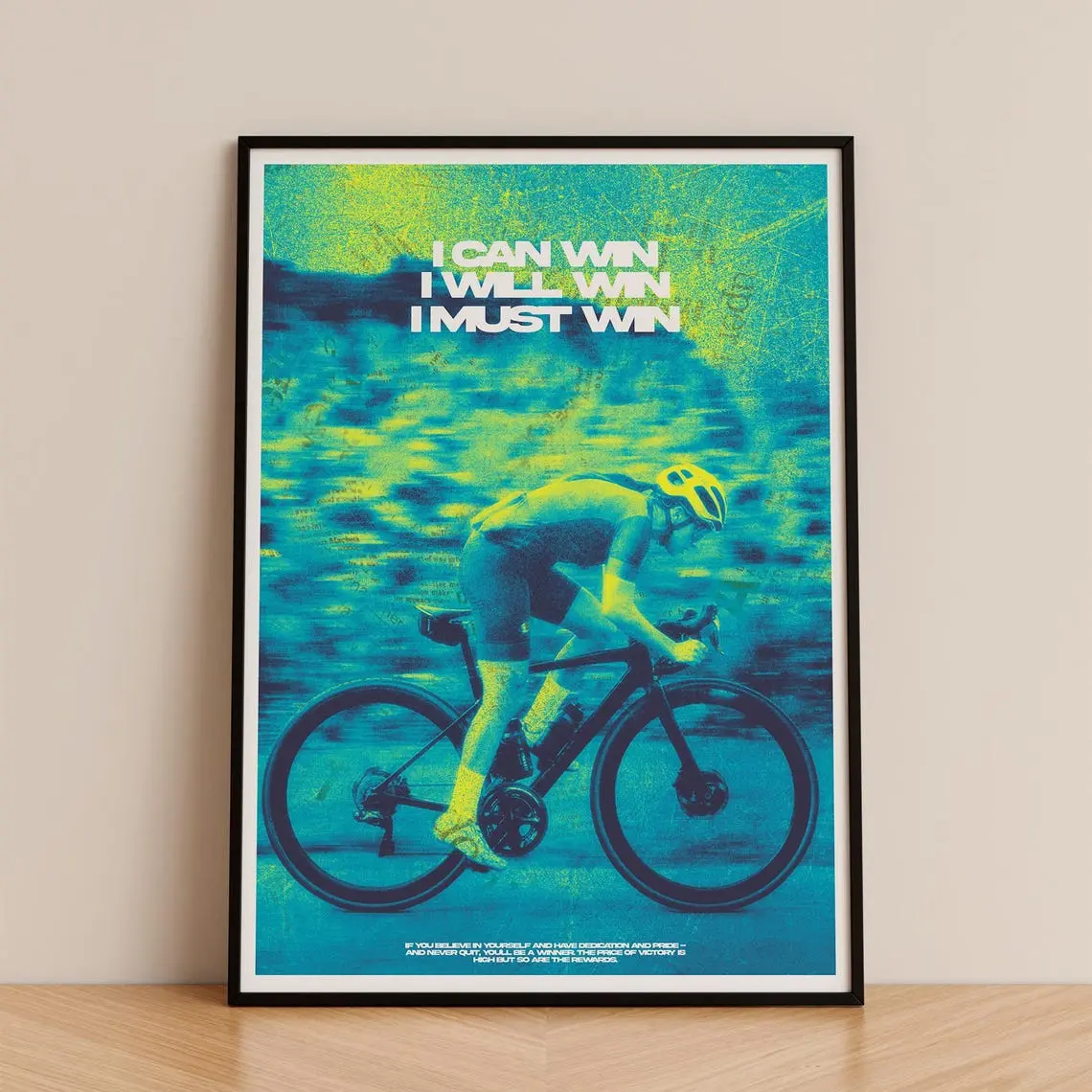 Motivational Cycling Poster - Inspirational Bicycle Wall Art - Sports Athlete Print