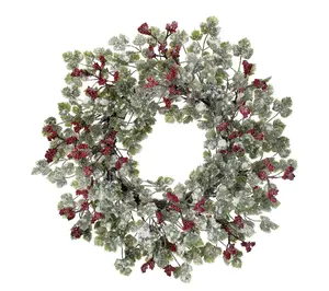 24" Frosted Mini Grape Leaf And Berries Wreathy Valerie
