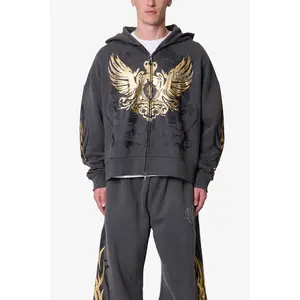mnml Gold Foil Tribal Hoodie - Washed Black