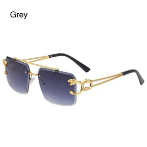 Steampunk Rimless Square Sunglasses Men 2025 Luxury Brand Designer Gold Lion Decoration Sun Glasses for Women Vintage Eyewear Does not apply