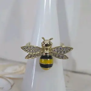 Gold Plated High Quality Ring with Transparent Microcirconia Bee Design Beautiful Details for Women Sizing Note: Runs about ½ size small.