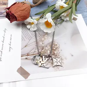 Pre-owned Louis Vuitton Gold Tone Monogram Gold&Silver Necklace T10319210