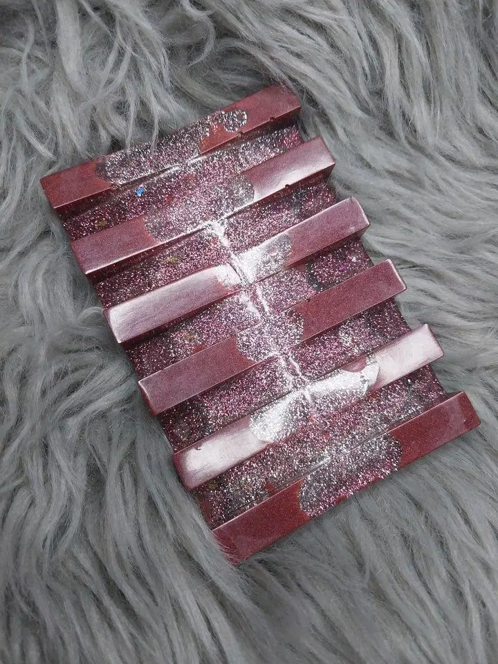 Red and Silver Soap Dish with Bold Design for Stylish Bathroom Decor and Dry Soap Prevention