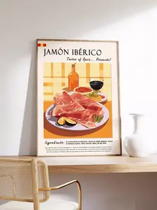 Iberico Delights Spanish Food Art Poster for Kitchen Decor. Kitchen Room Interior Decor. Poster No Frame