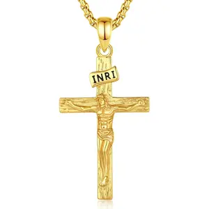 925 Sterling Silver Jesus Cross Necklaces Crucifix Orthodox Cross Caravaca for Women Men Religious Protection Gifts