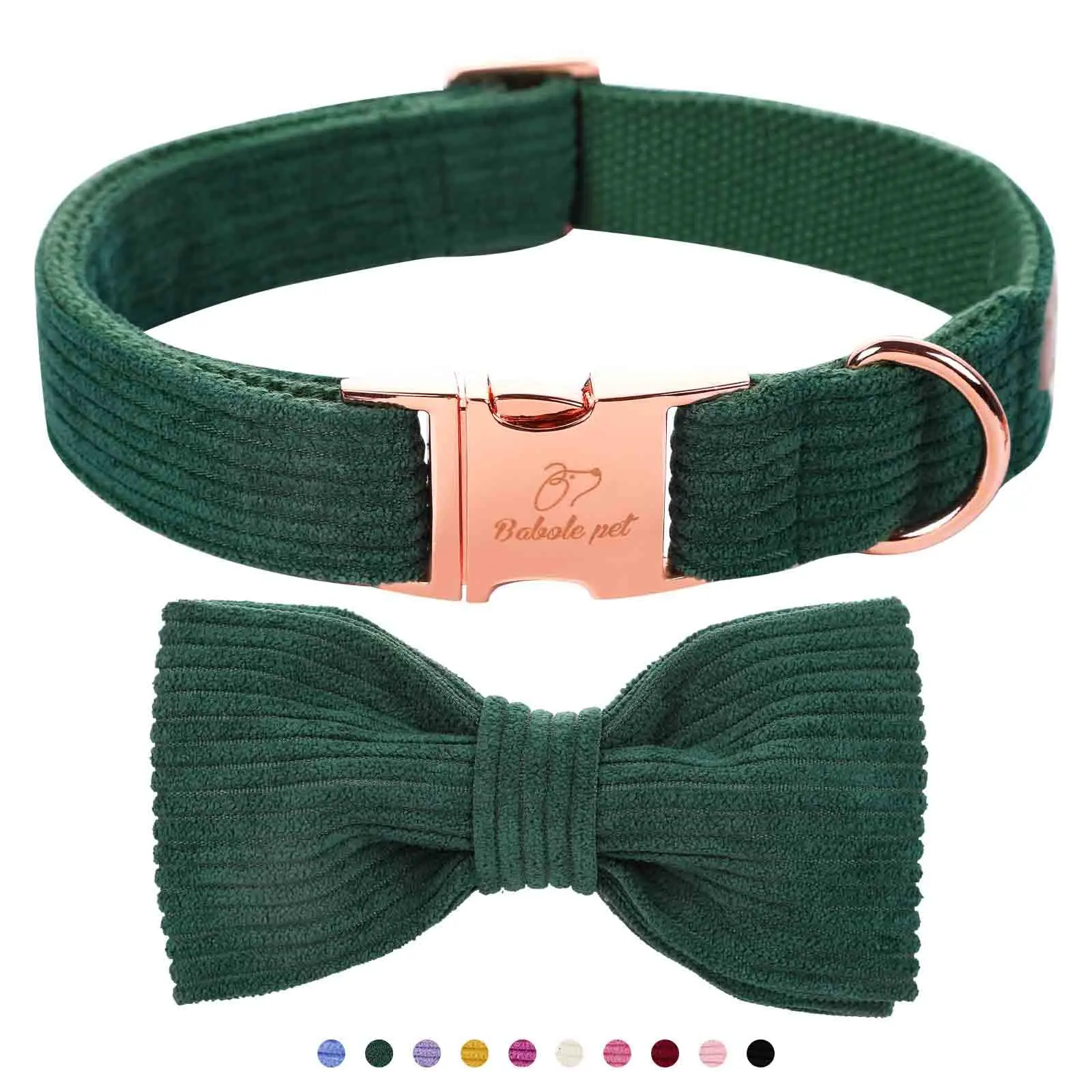 Cute Adjustable Corduroy Dog Collar with Bow Tie and Metal Buckle for Small to Large Dogs Pet Accessories Diy Handmade tiktokshopbacktoschool