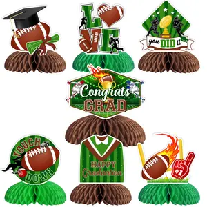 Party Centerpieces 7PCS Football Graduation Honeycomb Centerpieces - Sports Theme Grad Party Table Decor Set