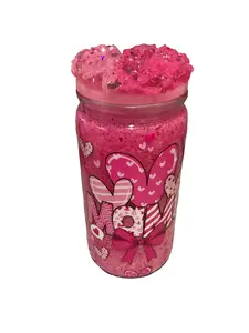 Slushy Tumbler 16oz Portable Washable Reusable Water Bottle with Pink Design Drinkware Cup Mug Holds 16 Ounces of Slushy Treats Non-BPA Free