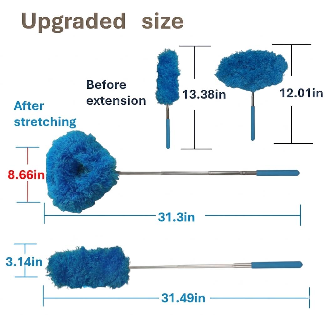 Extendable ceiling fan cleaning duster, washable and reusable cleaning tool microfiber duster, 13 to 31 inch fan blade cleaner, cleaning set with handle brush,for cleaning walls, bookshelves, doors and windows tops Orange Suit Lightweight Tool