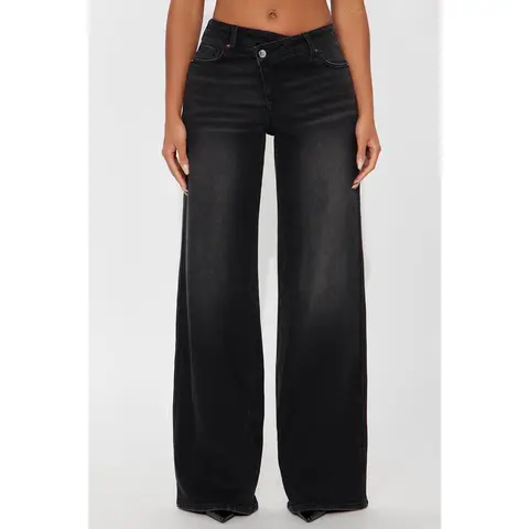 Eastside Low Rise Crossover Wide Leg Jean - Black Wash