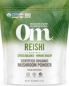 Om Mushroom Superfood Reishi Organic Mushroom Powder, 100 Servings, Organic Adaptogen Powder for Stress Relief and Immune Health