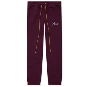 RHUDE Authentic Men's Heavyweight Embroidered Logo Sweatpants Burgundy MD MSRP: $765.00