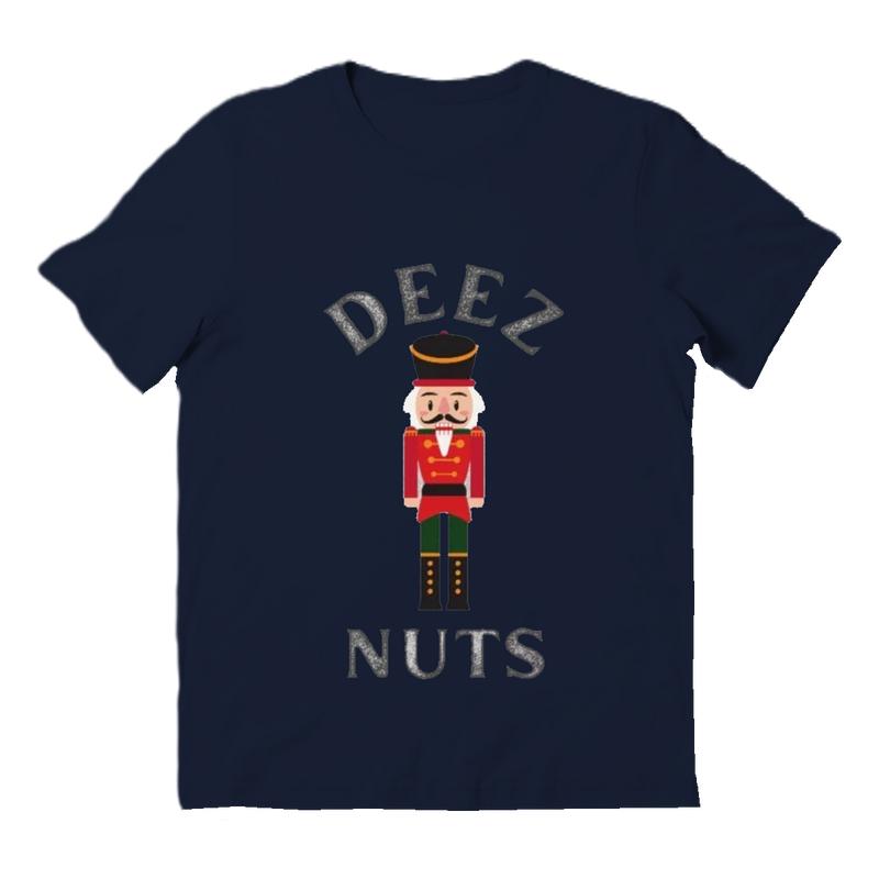 Funny Christmas Deez Nuts Nutcracker T-Shirt Sweatshirt Cotton Collar Fabric Unisex Man Woman Casual Menswear Top