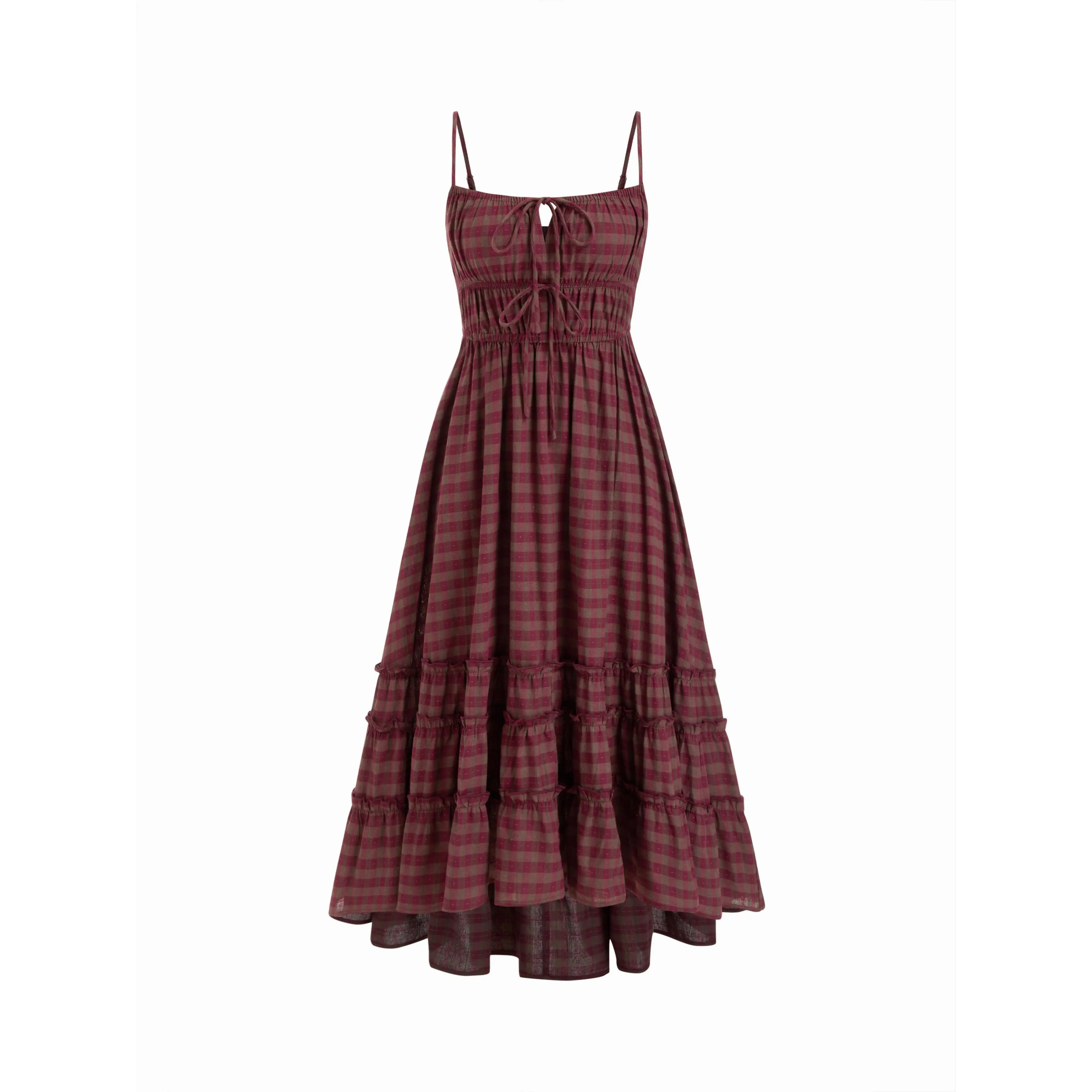 Cider Square Neck Plaid Lettuce Trim Tie Front Asymmetrical Hem Maxi Dress - TikTok Shop Cider Square Neck Plaid Lettuce Trim Tie Front Asymmetrical Hem Maxi Dress - TikTok Shop