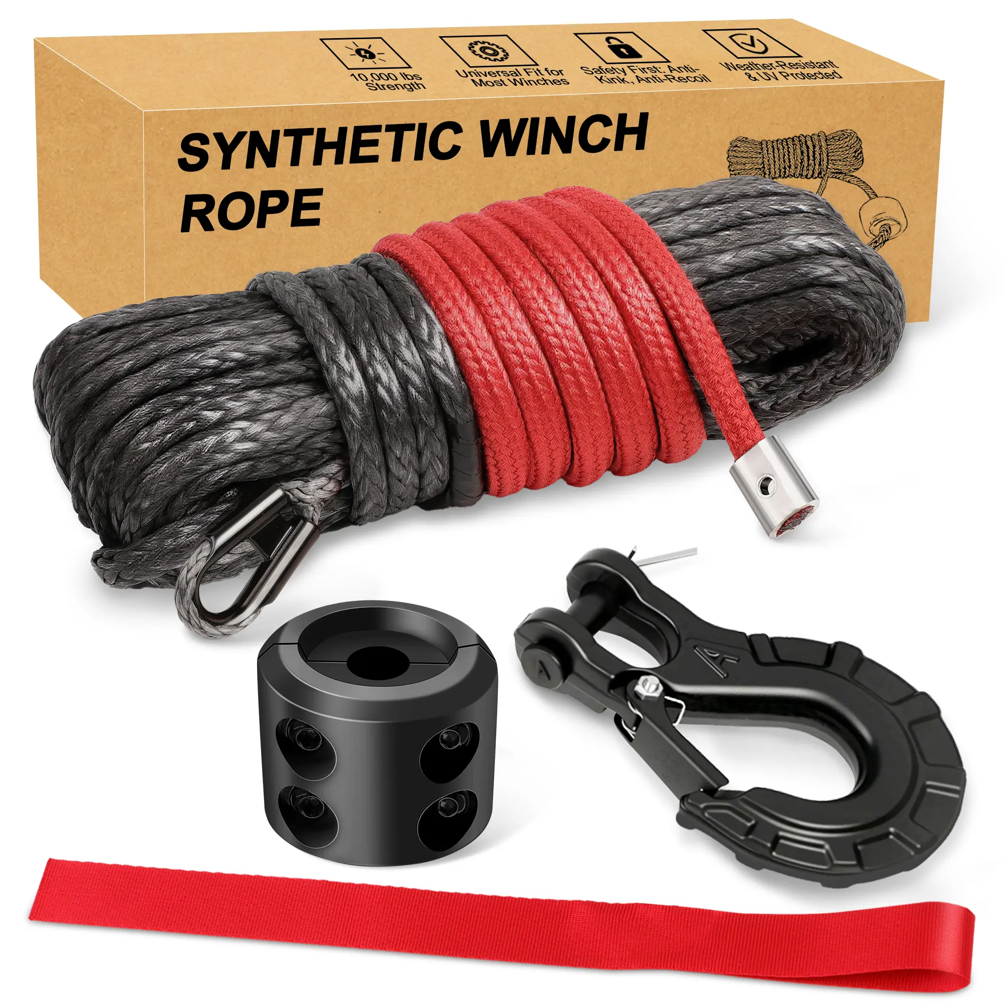 Winch Line Rope Synthetic Winch Rope, 1/4