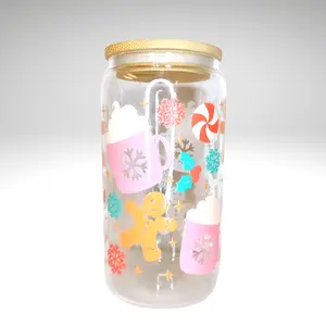 16 OZ GINGERBREAD GLASS CAN