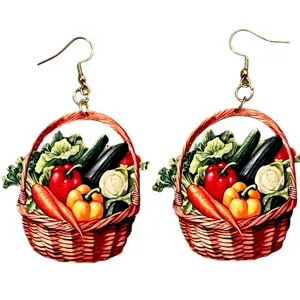 Farmers Market Vintage Veggies In My Basket Earrings