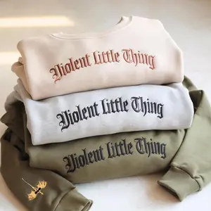 Violent Little Thing Embroidered Sweatshirt, Dragon Sleeve Hoodie, Fourth Wing Fan T-Shirt, Book Lover Gift, Fantasy Bookish Hoodie for Readers