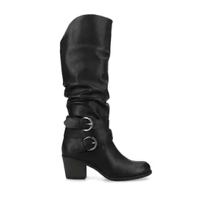 LATE KNEE-HIGH BOOTS IN WIDE WIDTH & CALF - Black PU