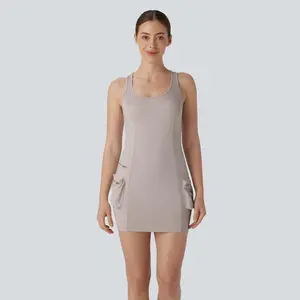 Halara Racerback Cargo Zipper Pocket 2 Piece Bodycon Mini Dance Active Dress