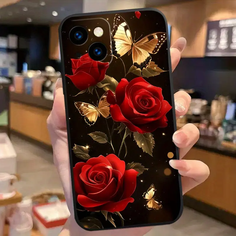 Fashionable and creative soft phone case, featuring colorful floral and butterfly designs, compatible with iPhone 16, 15, 14, 13, 12, and 11 series