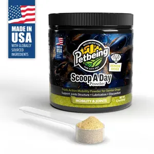 Scoop A Day Dog Supplement for Senior Dogs | Blue Mussel Powder | Mobility, Muscle, Joints Support | Omega 3 & 6 for Healthy Digestion and Immune Boost - Made in USA (4.2 oz (Senior Dogs)