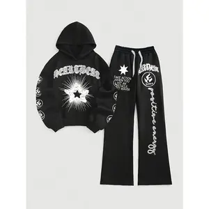 Printed hooded sports hoodie with star pattern GARMENTARY