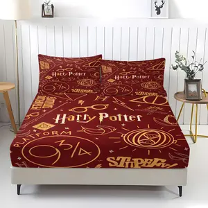 Harry Potter Themed 3-Piece Bed Sheet Set (Including 1 Bed Sheet And 2 Pillowcases), Illustrated Pattern Bedding Set, Suitable For Bedroom Decoration For Teenagers And Science Fiction Fans
