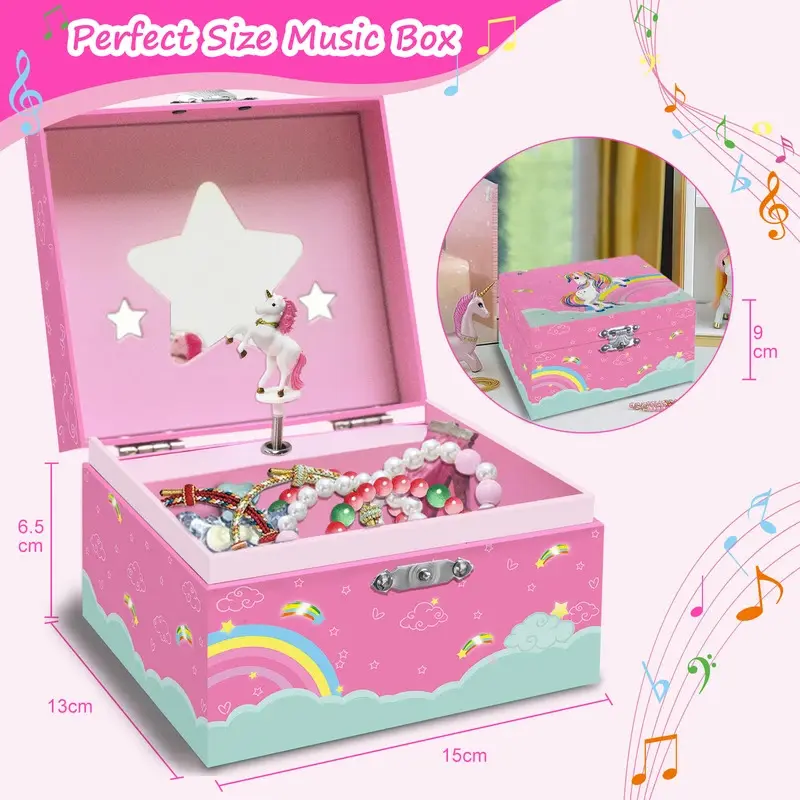 Magical Unicorn Jewelry Box, Spinning Unicorn with Jewelry Drawer ...