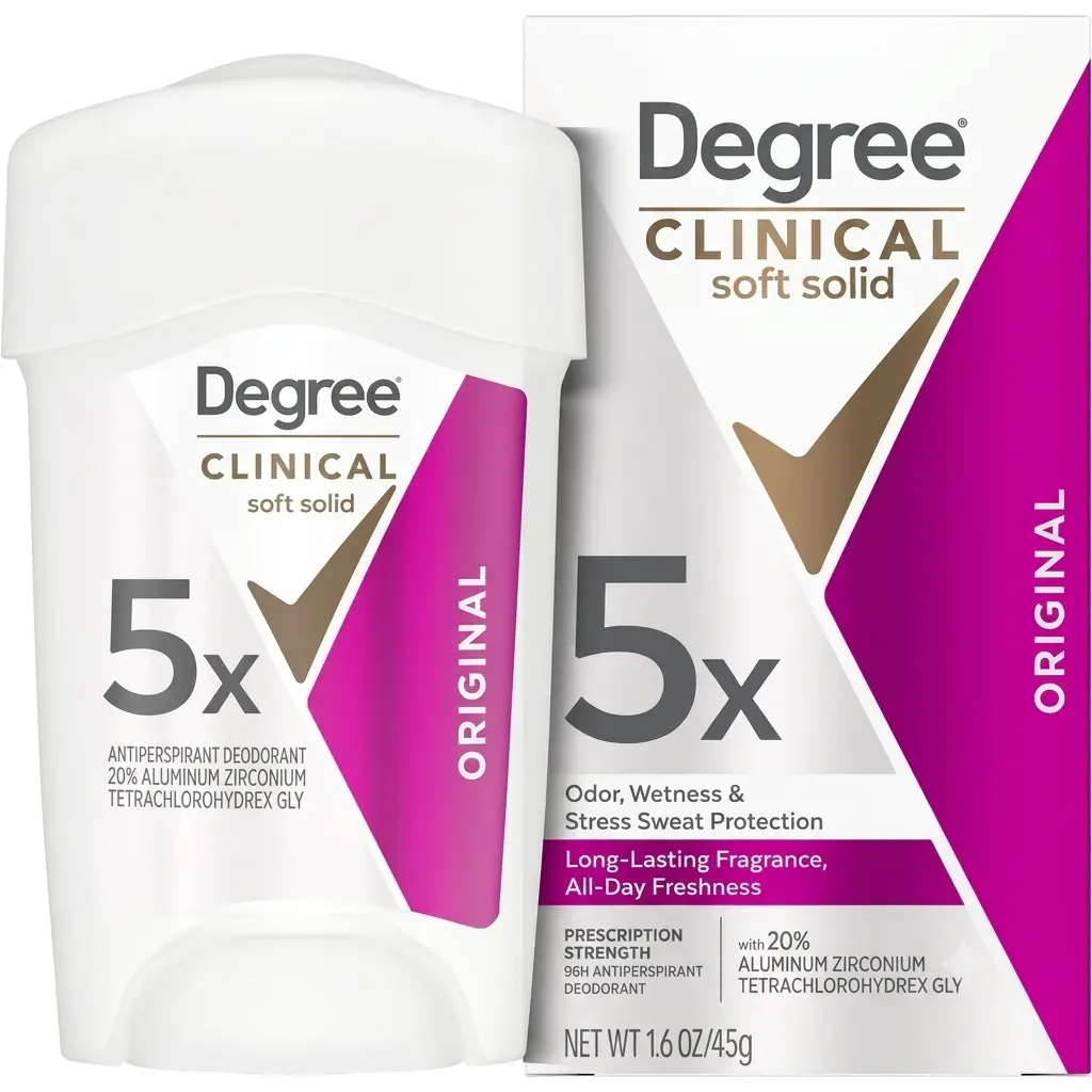 Degree Clinical Antiperspirant Deodorant Soft Solid 1.6 oz, Original Scent, Clinical Strength Sweat & Odor Protection