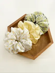 Elegant Floral & Cherry Print Scrunchies, Cute Hair Accessories for Women & Girls, Minimalist Headwear Suitable for Thick Hair