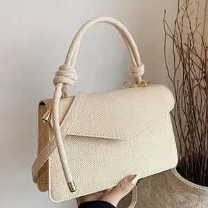 New Fashion and Leisure Hand-held Small Bags Are Popular This Year Small Square Bag Women Simple One-shoulder Messenger Bag with Solid Color Unique Texture Minority Design Slung Handbag Specially Designed for