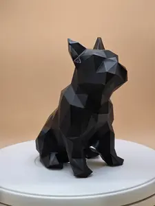 Low-Poly French Bulldog Statue | Modern Frenchie Decor or Memorial (Ashes Option 12″+) | Handmade Figurine in True-Scale Sizes & Colors