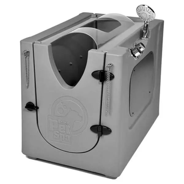 Dog & Cat Grooming Bath Enclosure RA060GS - Home Pet Spa Accessory with Splash Guard, Removable Shelf, 6 Mist Jets, Entry & Exit Doors, Durable Composite, Mess-Free Soaking Bath, Easy & Cost-Effective Wash, 35" L x 29.25" H x 24.7" W, 62 lbs