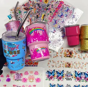 Random 50pcs Cartoon UV DTF 3oz Mini Tumbler Transfer Decals Acrylic Stickers