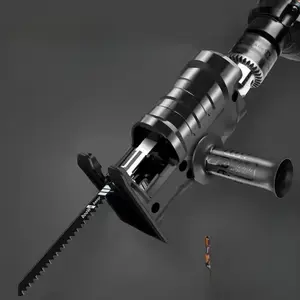 Drill Adapter for Chainsaw/Chainsaw Conversion Kit, Portable Reciprocating Saw and Curved Saw Converter, Includes 3 Blades, Woodworking Conversion Saw