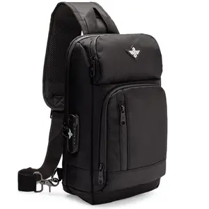 Erozul Crossbody Sling Bag with Combination Lock Water Resistant Stash Bag + Bonus Gifts - Black